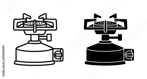 Portable Camping Gas Stove Icon Set