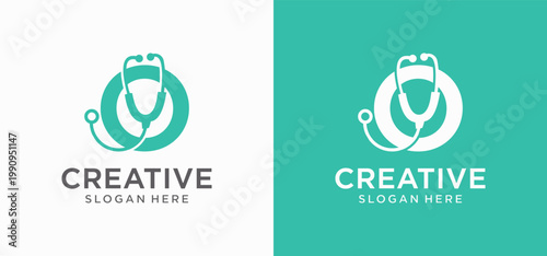 Creative O Monogram Healthcare Emblem with Cross and Wellness Symbol