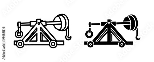Canvas Print Medieval Trebuchet Catapult Siege Engine Icon Set