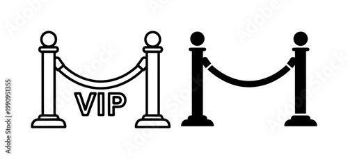 VIP Stanchion Rope Barrier Icon Set
