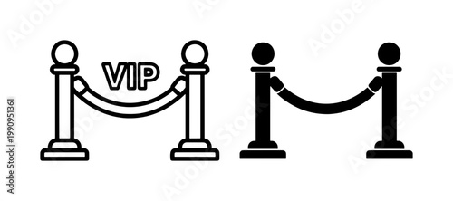 VIP Stanchion Rope Barrier Icon Set