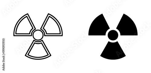 Radiation Warning Symbol Set with Outline and Solid Black Icons