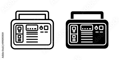 Portable Power Station Icon Set for Outdoor Camping Energy