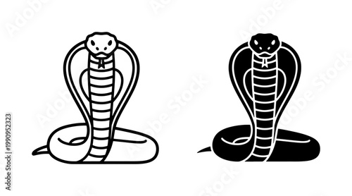 King Cobra Snake Vector Icon Set