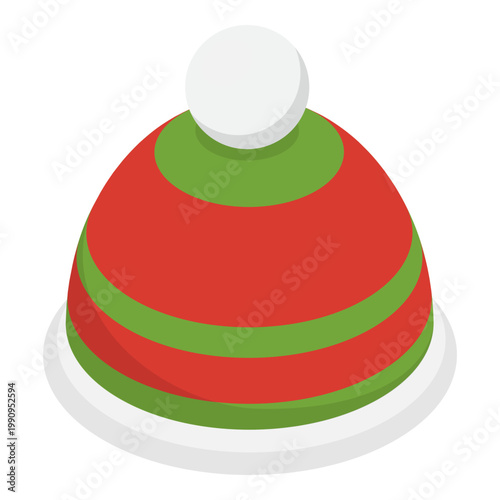3D Isometric Flat Vector Illustration of Christmas Holiday Hats, Party Time Hair Accessories. Item 1