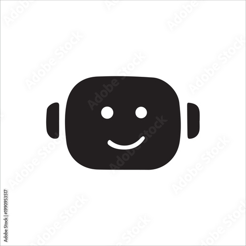 cute 3d cartoon robot face with happy smile expression on white background