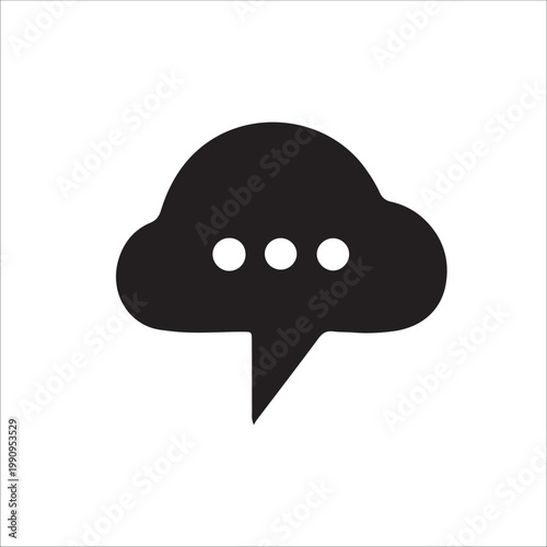 minimalist black speech bubble icon on white background for communication