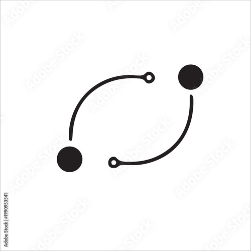 minimalist line art of two connected nodes or network concept