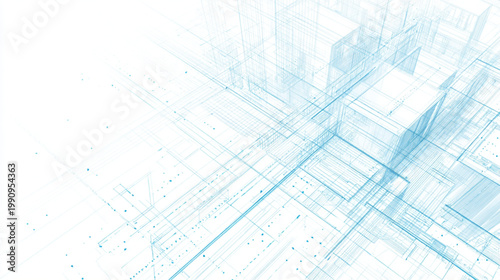 Blueprint Architectural Drawing With Blue Lines On White Background For Design Concepts