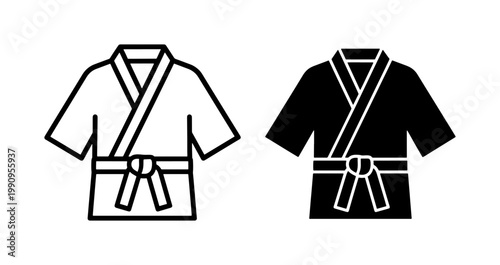 Martial Arts Karate Gi Uniform Icon Set