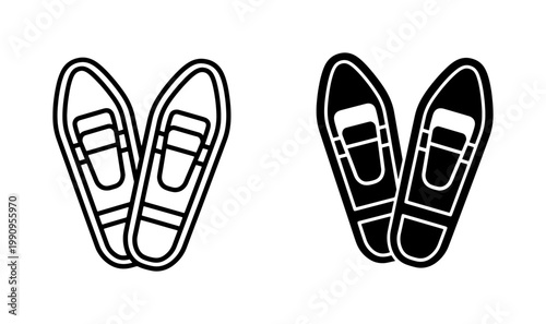 Snowshoeing Equipment Icon Set for Winter Sports