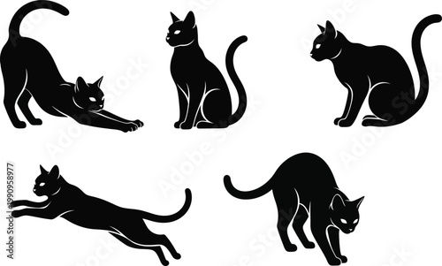 Sticker Set of cats silhouettes - Halloween