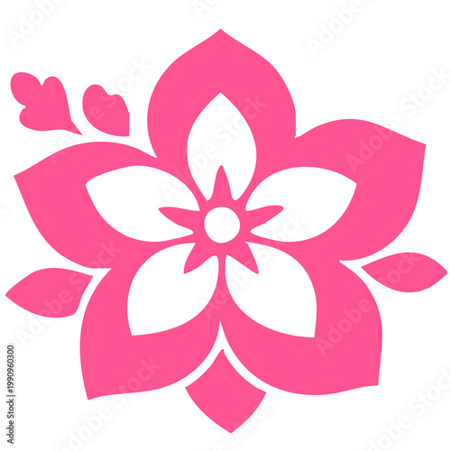 Flower clip art design on plain white transparent isolated background for card, shirt, hoodie, sweatshirt, apparel, card, tag, mug, icon, poster or badge