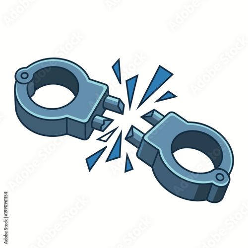 Tableau sur toile This illustration depicts broken handcuffs, representing liberation, rebellion, and the pursuit of freedom, visually conveying a powerful message of breaking constraints