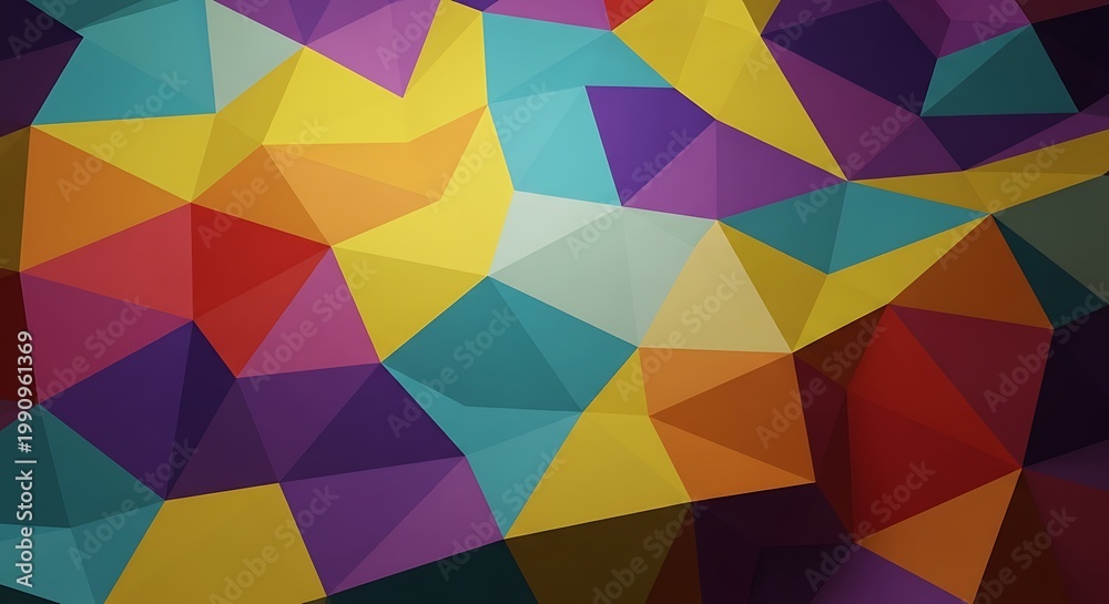 Fototapeta premium A vibrant geometric background featuring a mosaic of colorful triangles in an abstract design style ai generated
