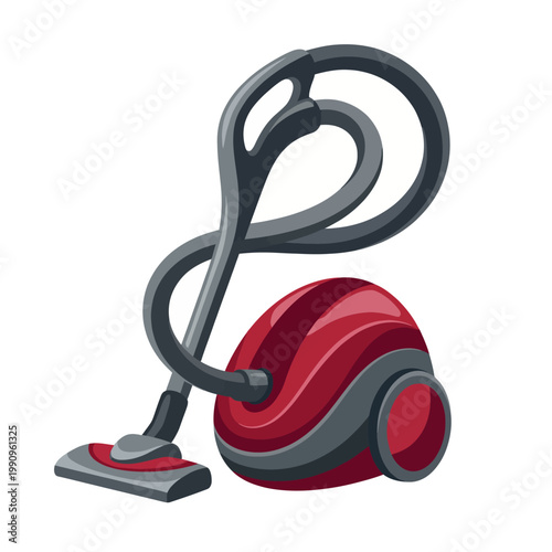 This sleek and modern vacuum cleaner design showcases a vibrant red color and an innovative structure, perfect for appliance enthusiasts and cleaning aficionados.