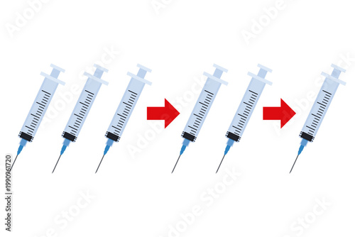 注射器の供給不足と在庫切れを示す医療コンセプトイラスト