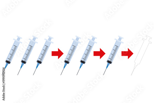 注射器の供給不足と在庫切れを示す医療コンセプトイラスト