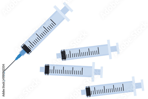 注射器の供給不足と在庫切れを示す医療コンセプトイラスト
