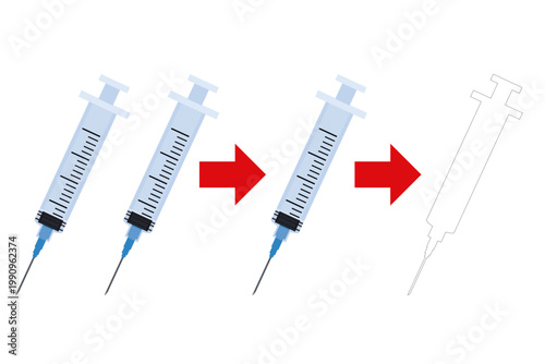 注射器の供給不足と在庫切れを示す医療コンセプトイラスト