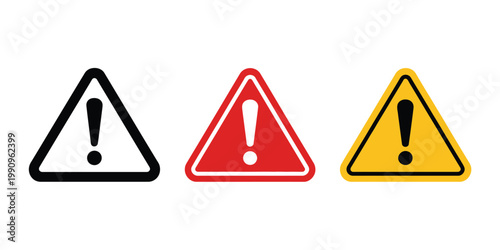Caution warning signs set with exclamation marks symbol for hazard alert safety communication isolated vector design