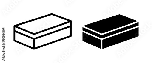 Minimalist Rectangular Box Icon Set in Outline and Solid Style