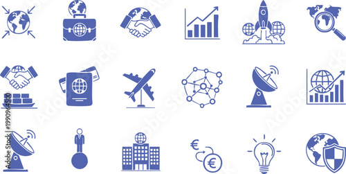 Tablou pe pânză Illustrations of global connectivity, trade, technology, and economic growth con
