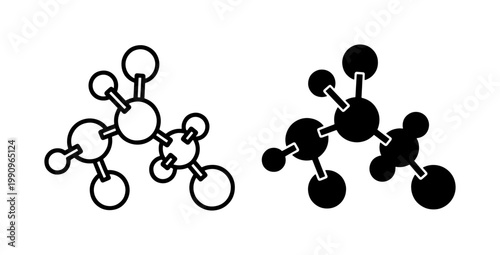Molecular Structure Icon Set in Outline and Solid Style