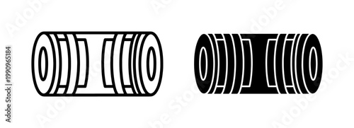 Industrial Roller Bearing Vector Icon Set