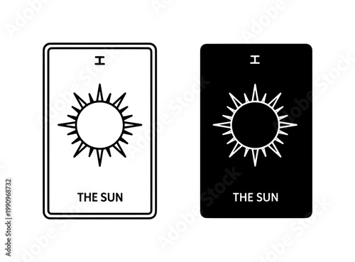 Minimalist Sun Tarot Card Vector Icons