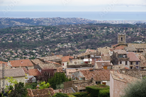 panoramic view from the town of  st jeannet, southern france with the mediterranean