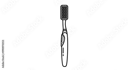A black and white illustration of a hairbrush.