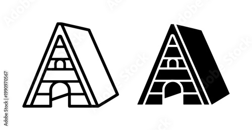 A-frame Cabin Icon Set in Outline and Glyph Style