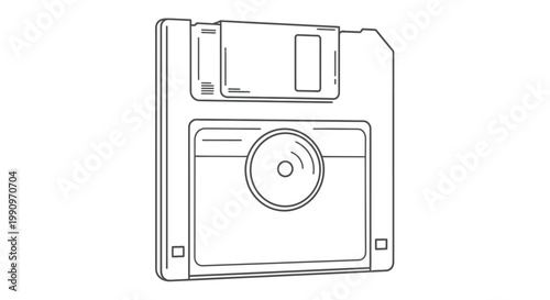 A line drawing of a floppy disk.
