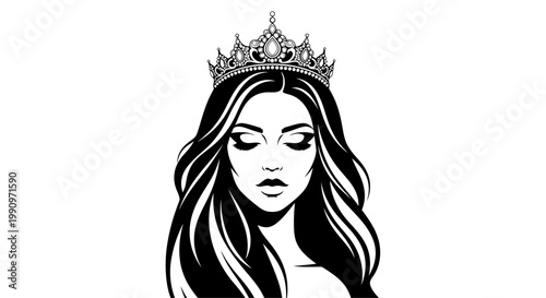 Illustration of a woman wearing crown.
