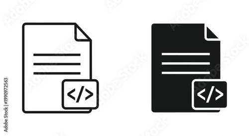 Document file with programming code snippet symbol vector icon for web development