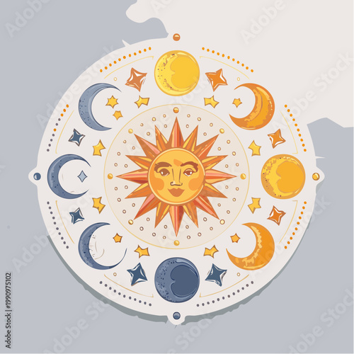 Bohemian Sun, Moon, and Stars Celestial Circle