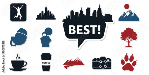 BEST Silhouette Sticker Pack Vector Set – Modern Premium Badge Label Collection Isolated on White Background