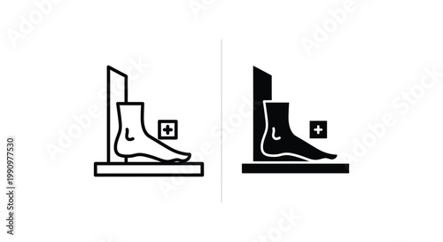 Foot x-ray examination stand medical equipment icon for orthopedics clinic vector