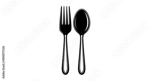 An illustration of a fork and spoon displayed on a table setting