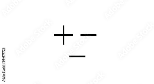 A close-up view of mathematical symbols and signs on a white background.