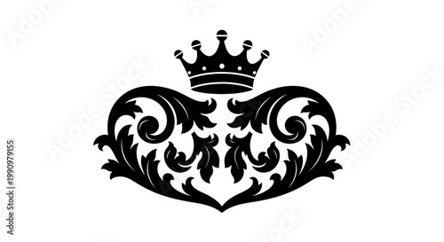Black crown emblem with ornate scrollwork design.