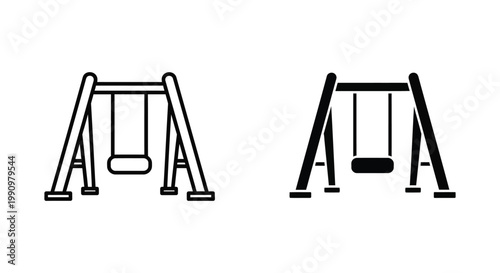 Children playground swing set vector icon set for recreation and leisure park concepts