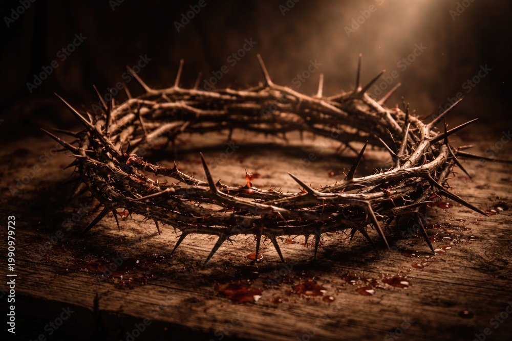 Fototapeta premium Religious crown of thorns representing sacrifice and devotion during Passion Week