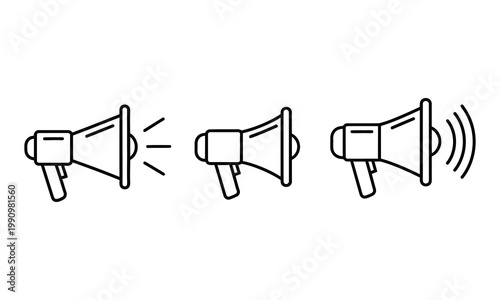 Megaphone Loudspeaker Icon Set – Announcement and Volume Symbols