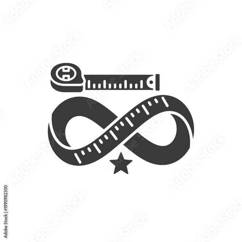 Symbolic infinity measuring tape logo design.