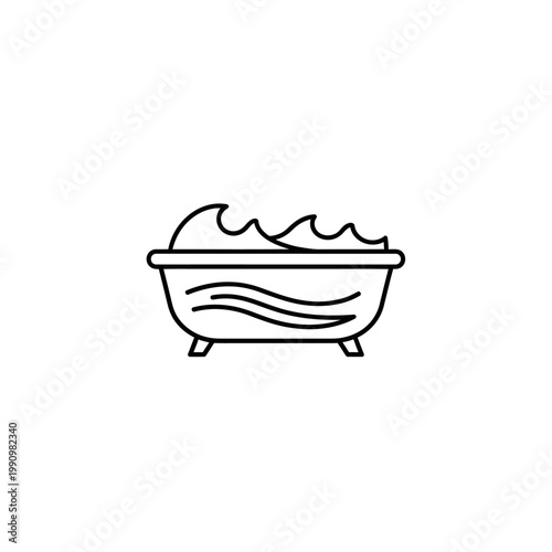A simple line drawing of a bathtub.