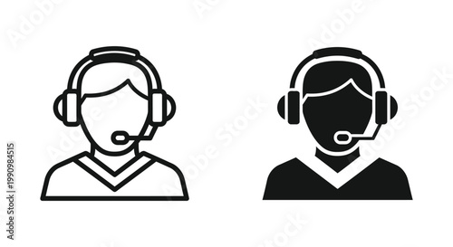Customer support representative with headset icon for digital communication and service