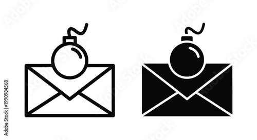 Email envelope icon with explosive bomb timer for urgent security or spam alert design