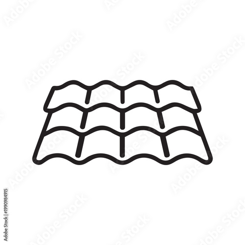 Roof tiles icon in black and white outline style
